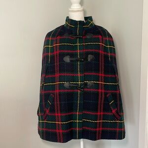 Talbots plaid cape